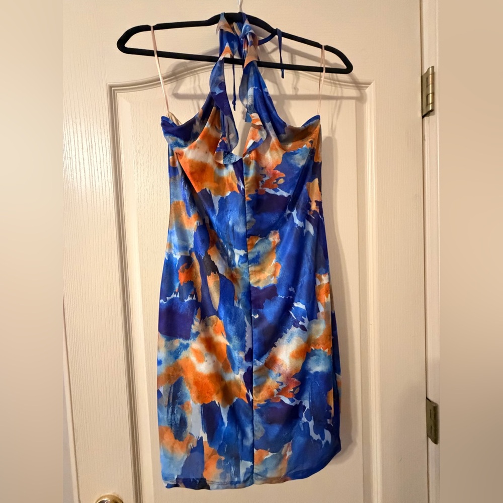 Fashion Nova - Vibrant Blue and Orange Backless Dress - XL